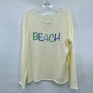 Mia & Tess BEACH Ivory Sweater size L NWT